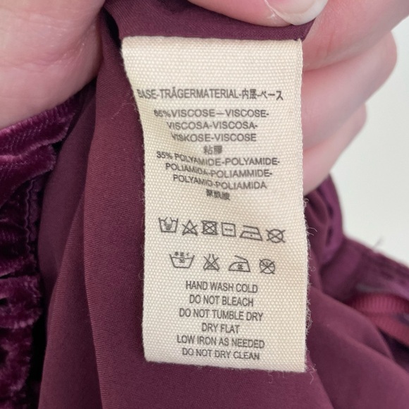 Mare Mare Free People Piere Plum Crushed Velvet Puff Sleeve Off The Shoulder Top - Picture 9 of 10